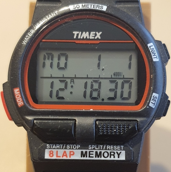 Vtg Rare Timex Pre Indiglo Ironman Digital Alarm Chrono Men\'s Watch